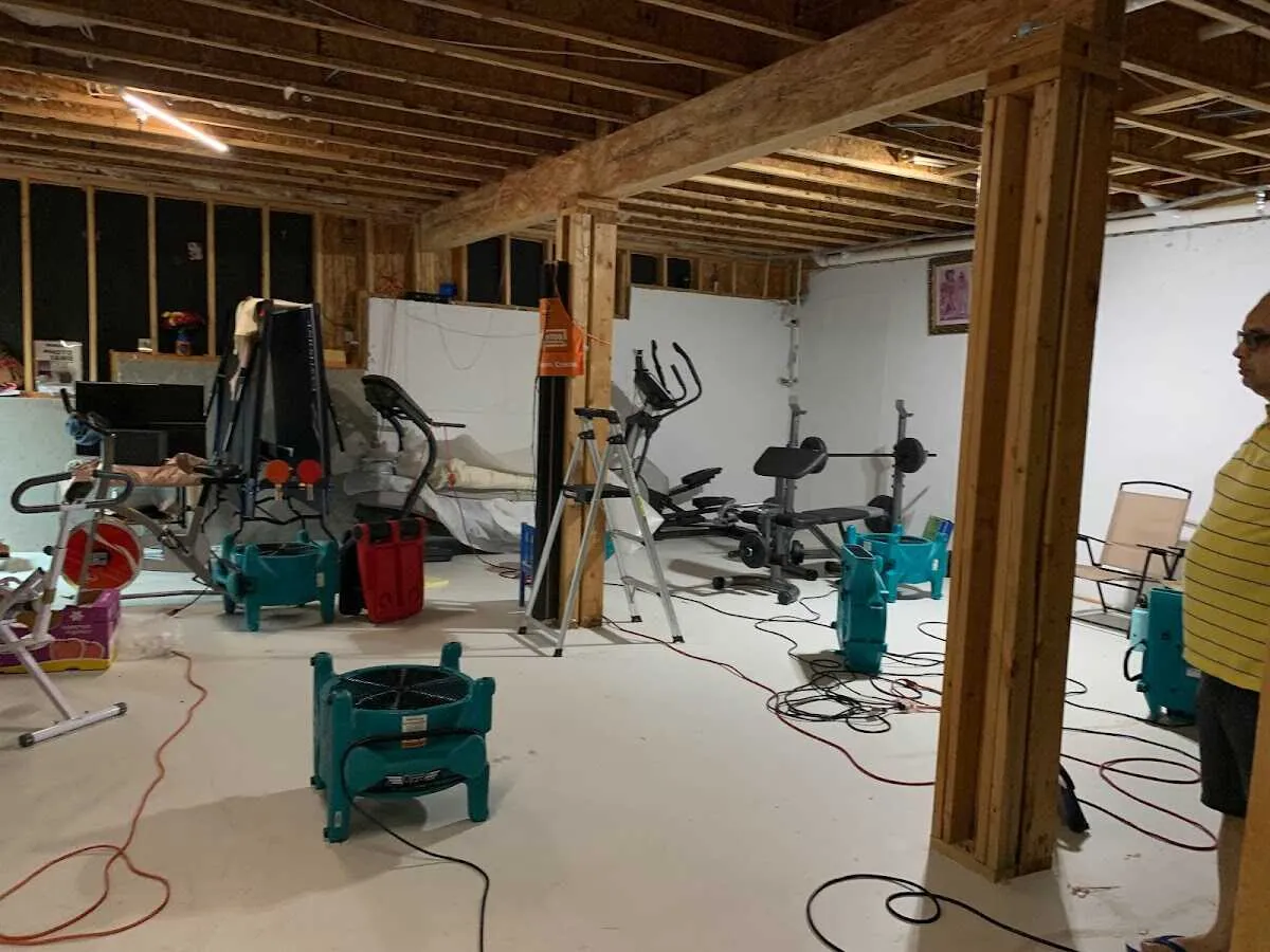 Basement drying equipment setup for Contents Cleaning & Restoration in Durango