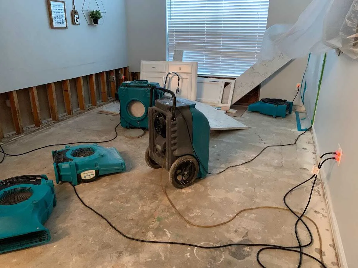 Dehumidifier in flood-cut room for Water Damage Restoration in Durango